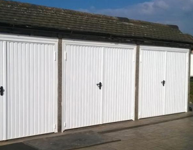 Steel Side Hinged Garage Doors in White 